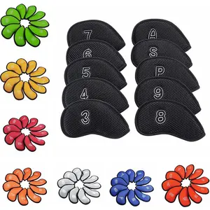 Green polyester golf embroidery number iron club headcovers sets fits most brand golf iron club head