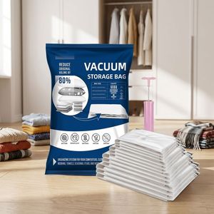 Juego de Bolsas de Compresión al Vacío PA + PE con Bomba Manual, Bolsas Transparentes para Guardar Ropa de Cama, Edredones y Ropa de Temporada - Product Image 1
