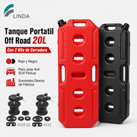 Tangki Bahan Bakar Portabel LINDA 20L untuk Sepeda Motor/Moped Bahan HDPE Baru Merah Hitam Dilengkapi Kunci Ganda Argo ATV Kompatibel 1 Tahun
