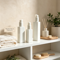 En stock, flacons de recharge en céramique blanche de luxe, flacons carrés en céramique pour cosmétiques, contenants de distribution de lotion, emballages pour sérum de soin de la peau