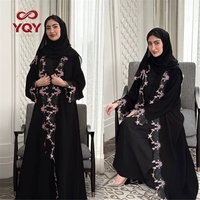 Nouvelle Robe Longue Noire d'Été, Cardigan Brodé en Dentelle Patchwork, Tunique Tendance pour Femme