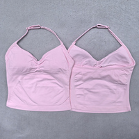 Ensemble de 2 pièces pour femmes : Hauts dos nu à bretelles et shorts taille haute sans couture, tenue de sport et de fitness sans bretelles