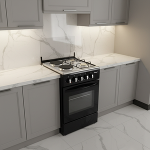Cuisinière à gaz/électrique 4 brûleurs de 500 mm de large avec <span class=keywords><strong>four</strong></span> intégré, prête pour les VR, classe A, écoénergétique, en acier inoxydable, pour usage domestique et professionnel (restaurants) - Product Image 4