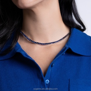 Yu Ying Blue Diamond Tennis <b>Chain</b> Fine Jewelry 3mm Wide S925 <b>Silver</b> Blue Corundum Women/<b>mans</b> <b>Necklace</b> Tennis Link <b>Chain</b> - Product Image 6