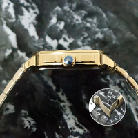 Montre à quartz carrée pour homme, cadran multifonction, bracelet en acier inoxydable doré, montre-bracelet décontractée pour homme, idéale pour un cadeau quotidien
