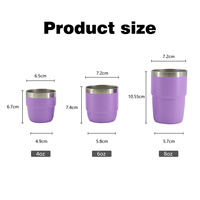 Verres à liqueur empilables en céramique tasse à café tasse Mini gobelet à vin avec couvercles en acier inoxydable Logo personnalisé vert 3 en 1 4oz 6oz 8oz