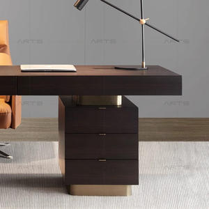 Muebles de oficina modernos para el hogar, escritorio de madera con patas de <span class=keywords><strong>metal</strong></span> y cajones, de acero inoxidable, gran oferta - Product Image 4