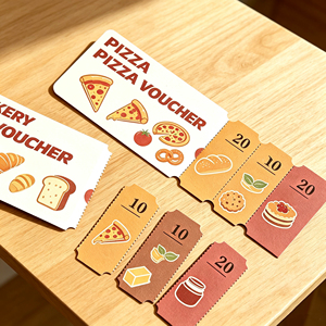 Libretas de Cupones Personalizadas con Descuento por Volumen para Catering y Entrega, Blocs de Cupones Perforados en Papel Kraft con Impresión Digital - Product Image 2