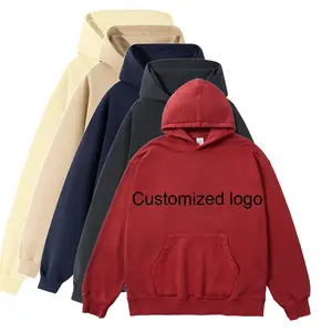Sweatshirts surdimensionnés vintage délavés à l'épaule sweats à capuche unis sans logo personnalisé sublimés