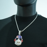 PD3165 chaîne de strass complète de style hip-hop européen et américain bijoux personnalisables pour hommes-pendentif tête d'animal nouvelle mode de rue