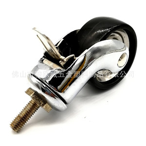 Furniture Casters <b>Swivel</b> With Brake 50mm Diameter Chrome Plated Bracket Black Wheels 85mm Installation Height - Product Image 2