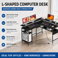 Mesa de Juego RGB Moderna en Forma de L, Mesa de Juego Esquinera, Mesa de Juego para PC, Mesa de Juego con LED