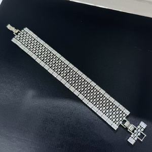 Bracciale largo 2,5 cm placcato oro 18 carati, design di lusso con zirconi cubici, bracciali grandi per gioielli da sposa - Product Image 4