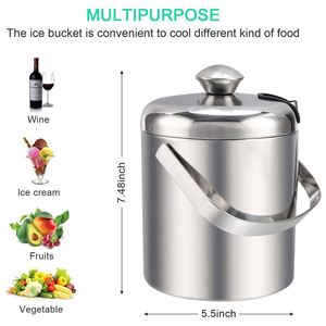 Factory Direct 304 Stainless Steel Champagne Ice Bucket Outdoor Party Large 3L Metal Beer Whisky <b>Wine</b> Ice Bucket with Lid - Product Image 4