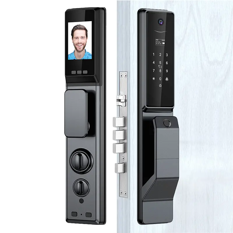 ล็อคประตูอิเล็กทรอนิกส์ระบบดิจิทัลระบบอินเตอร์คอมพร้อม3D ตรวจจับใบหน้าระบบอัตโนมัติเต็มรูปแบบพร้อมกล้อง