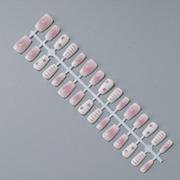Ongles à presser de haute qualité, effet gel instantané de salon, forte adhérence, réutilisables, 30 pièces, courts, forme amande, French manucure, tenue 14 jours YO-143