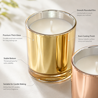 Vases à bougies en verre électroplaqué avec couvercle métallique de luxe, pots à bougies vides multicolores pour la décoration et les parfums d'intérieur