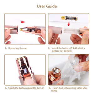 Pluma recortadora de cejas indolora 2 en 1 con logotipo personalizado, maquinilla de afeitar para cejas y Facial maquinilla de afeitar, removedor de cejas eléctrico para el vello facial - Product Image 4