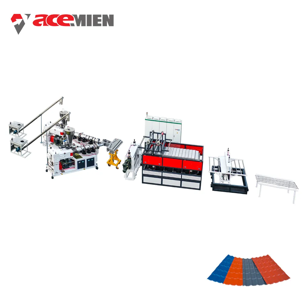 Acemien plastic extrusion machinery for chinese traditional glazed type sound insulation pvc roof tile production line