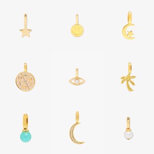 Abalorio de acero inoxidable personalizado sin deslustre DIY al por mayor 18K oro esmalte corazón Arco Iris Luna encanto desmontable para pulsera collar - Product Image 5