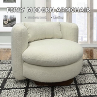 Fauteuil moderne rembourré en tissu, siège moelleux, chaise longue individuelle, siège d'appoint rond pour salon