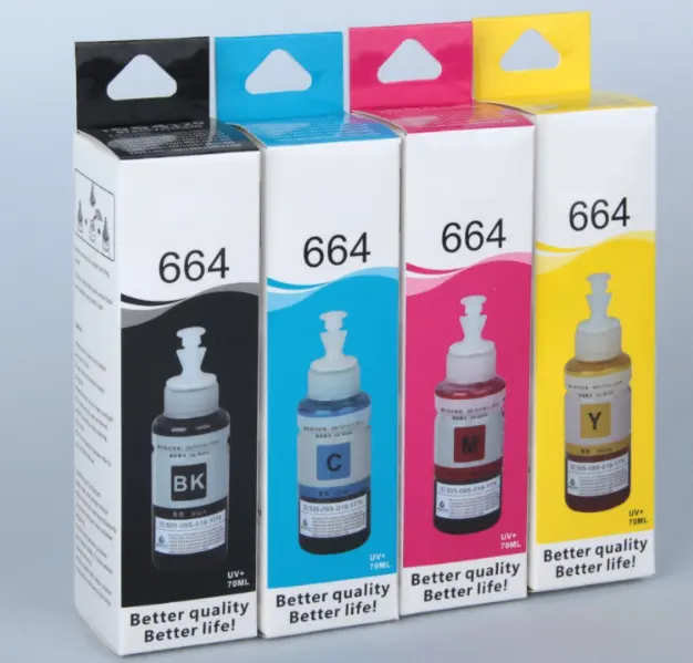 Tinta de recarga para impresora Epson 664, botella de Tinta a base de agua Ecotank L110, L120, L220, L200, 70ml, calidad prémium, Compatible con T664