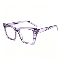 Lunettes anti-lumière bleue rétro carrées œil de chat SM24004 - Monture légère en PC avec verres en résine transparente pour hommes et femmes (6 couleurs)