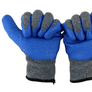 Durable Anti-Slip <strong>Latex</strong> Knitted <strong>Gloves</strong> with <strong>Latex</strong> Crinkle Palm Coating CE Certified Customizable for Personal Care Use - Product Image 4