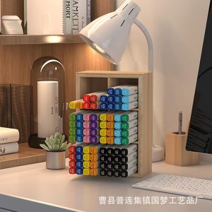 Wooden Marker Storage <b>Box</b> Natural Wood Color 23.5cm For Art Supplies Organization Desktop Use - Product Image 4