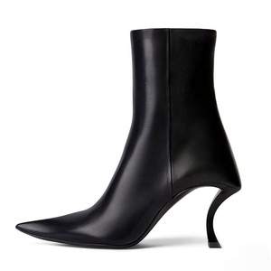 New Custom Slim Heels Shoes Women Pointy Toe Ankle <b>Boots</b> High-Heeled Dress Stiletto Side Zipper Short - Product Image 3