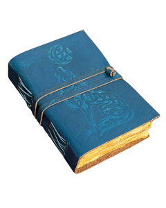 Carnet en cuir gaufré motif loup, fait main, vintage, avec pages vierges pour écrire, dessiner, croquis, journal intime, voyages et notes - Product Image 5