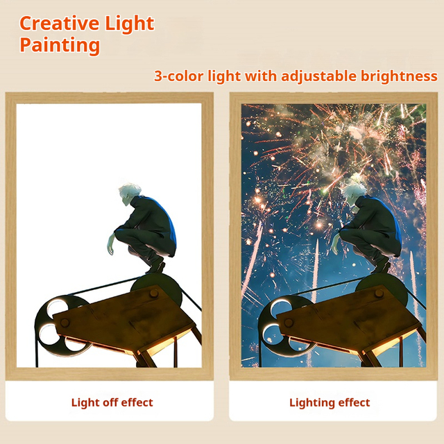 Custom LED Light Box Personalized Anime Lamp Logo Light Box Drop Shipping Anime Light USB Powered Acrylic Wooden Frame