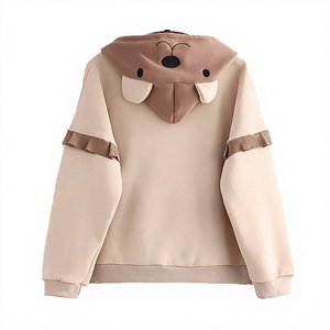<b>Cute</b> <b>Bear</b> Printed Hoodie Long Sleeve Fleece Sweatshirt Oversized Cartoon Design Pocket With Pom Poms Unisex Casual Autumn Wear - Product Image 2