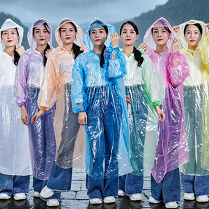 Imperméable jetable en PE, pack combo multicolore, veste de pluie imperméable à capuche pour adulte, à usage unique, couleurs assorties pour l'extérieur - Product Image 1