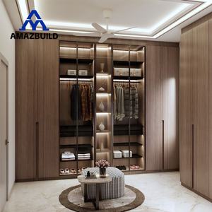 AMAZBUILD Série haut de gamme Meuble de vestiaire Armoire sur mesure <span class=keywords><strong>Porte</strong></span> vitrée de placard <span class=keywords><strong>avec</strong></span> bandes lumineuses - Product Image 6