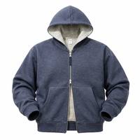 Hoodie Pria Resleting Dua Arah, Model Boxy Fit Tebal, Sweatshirt Resleting dengan Lapisan Kontras, Streetwear Minimalis, Atasan Oversize