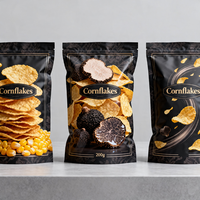 Nouvel Arrivage – Sachet Scellé sur Huit Côtés de Taille Moyenne (200g, 250g) avec Logo Personnalisé et Finition Brillante pour l'Emballage de Chips de Pommes de Terre Gourmet de Qualité Supérieure