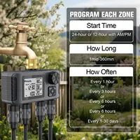 Temporizador de Riego Automático Inteligente de Cuatro Vías con Pantalla Grande, Funciona con Batería de CC de 9 V, Programable para 7 Días y 24 Horas, con Clasificación IP67 para Jardín