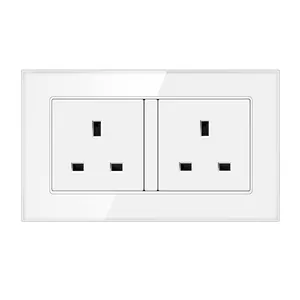 Venda quente uso doméstico tomada universal UK vidro duplo usb plug soquete acessórios elétricos interruptores soquete