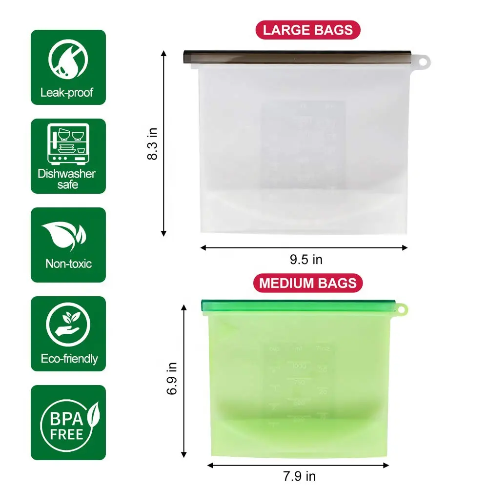 New Eco-Friendly Travel Reusable Silicone Food Storage Bag