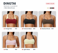 Ensemble de tennis Dingtai Halter Faux deux pièces pour femme, avec soutien-gorge court rembourré et pantalon taille haute à jambes larges