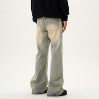 Mode Vintage Lavage Délavé Bleu Clair Pantalon Évasé Hommes Haute Qualité Broderie Casual Denim Jeans Personnalisé Hommes Designer Jeans