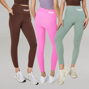 Pantalon de yoga d'entraînement de sport taille haute personnalisé en gros Leggings Lulu pour femmes Leggings de gym en polyester doux avec - Product Image 1