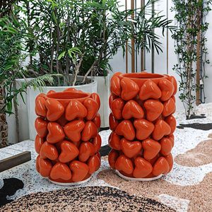 Vase à fruits <span class=keywords><strong>en</strong></span> céramique fait à la main moderne Art déco Design 3D couleur personnalisée rouge rose pour amour coeur maison jardin décor - Product Image 3