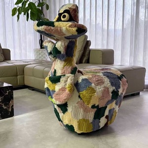 Tabouret en forme de canard mignon, repose-pieds rembourré, ottoman pour salon, chambre à coucher, chambre d'enfant - Product Image 3