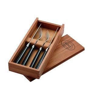 Boîte de rangement exclusive transfrontalière pour couteaux à viande et fourchettes, en bambou et bois, avec couvercle et emballage coulissant. - Product Image 1