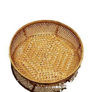 <b>Bamboo</b> Woven Fruit Basket Round 22X22X8 Cm For Kitchen Food Storage - Product Image 5