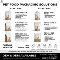 Sachet d'emballage personnalisé imprimé pour aliments secs pour chiens 500g, pochette refermable pour aliments pour chats avec fenêtre transparente