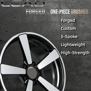 Jantes forgées sur mesure LEAD <span class=keywords><strong>5</strong></span> à <span class=keywords><strong>5</strong></span> branches, face usinée noire, 16-24 pouces pour Mercedes BMW Audi - Product Image 2