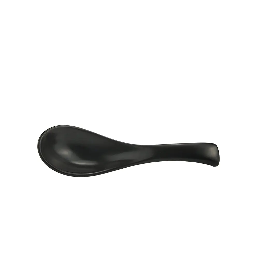 Fancy Chinese Simple Ceramic Soup Porridge Spoon Honorable Black Spoons